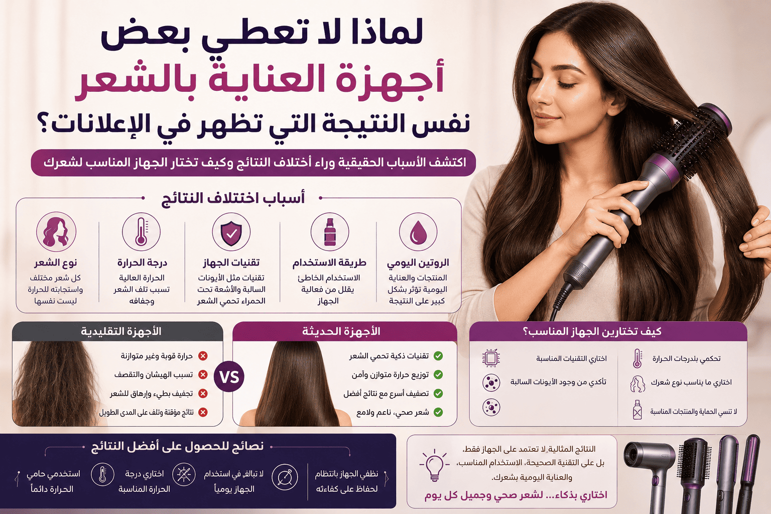 لماذا لا تعطي بعض أجهزة العناية بالشعر نفس النتيجة التي تظهر في الإعلانات؟